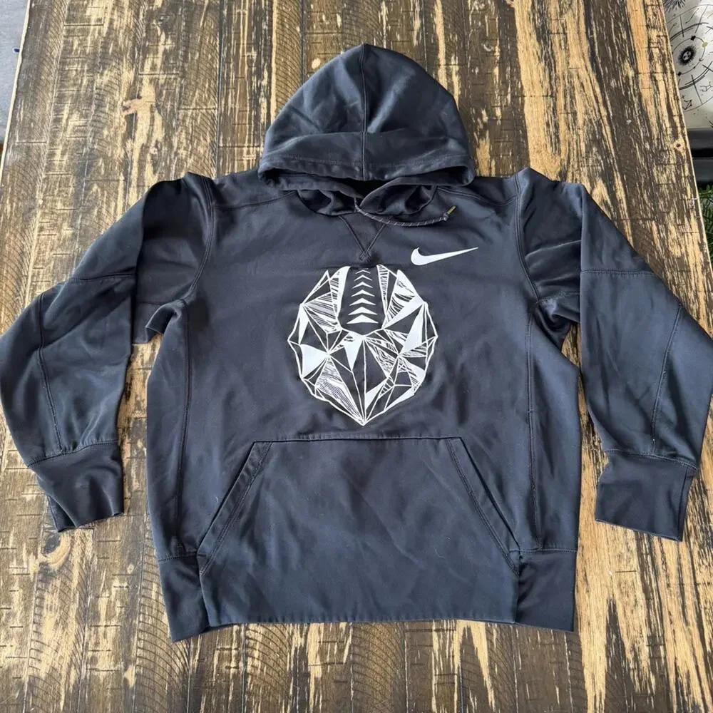 NIKE - FOOTBALL - Black Hoodie with Geometric Design - SMALL - Picture 2 of 16